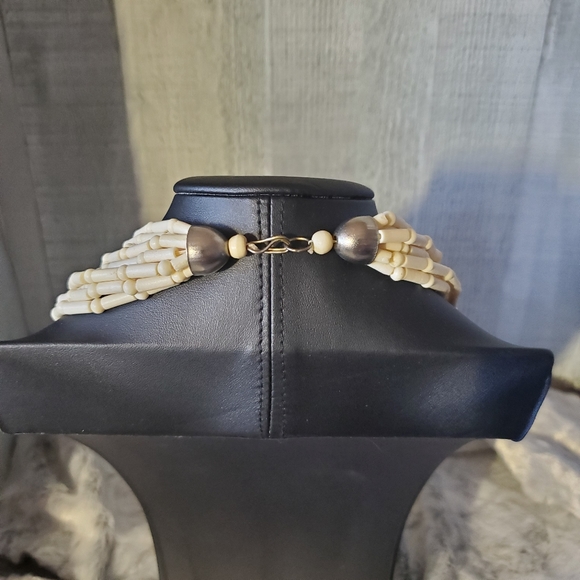 Multi-strand 'Carved Bone' Skeleton Bones Necklace - Picture 7 of 9